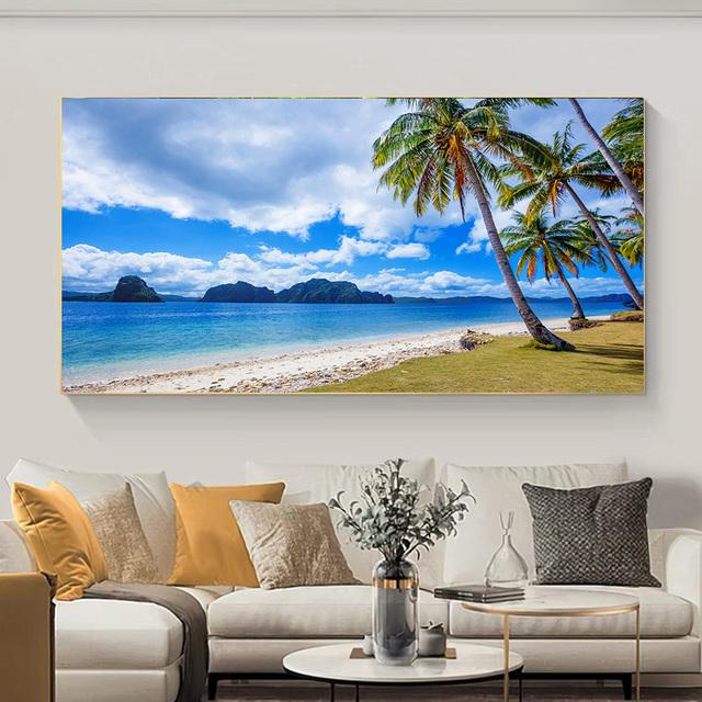 Тропический пляж, пальмы, закат, морской пейзаж, холст, картина, пейзажные постеры и принты, настенные художественные фотографии, домашний декор, без рамки