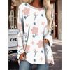 Women's Long Sleeved T-shirt Loose Casual Top Round Neck Fashionable Clothing Flower Women's Party T-shirt Seasonal New Style