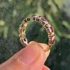 Princess and Round Cut Lab Ruby Half Eternity Ring: Rose Gold Plated Bridal Band: Art Deco Wedding Jewelry Gift for Women