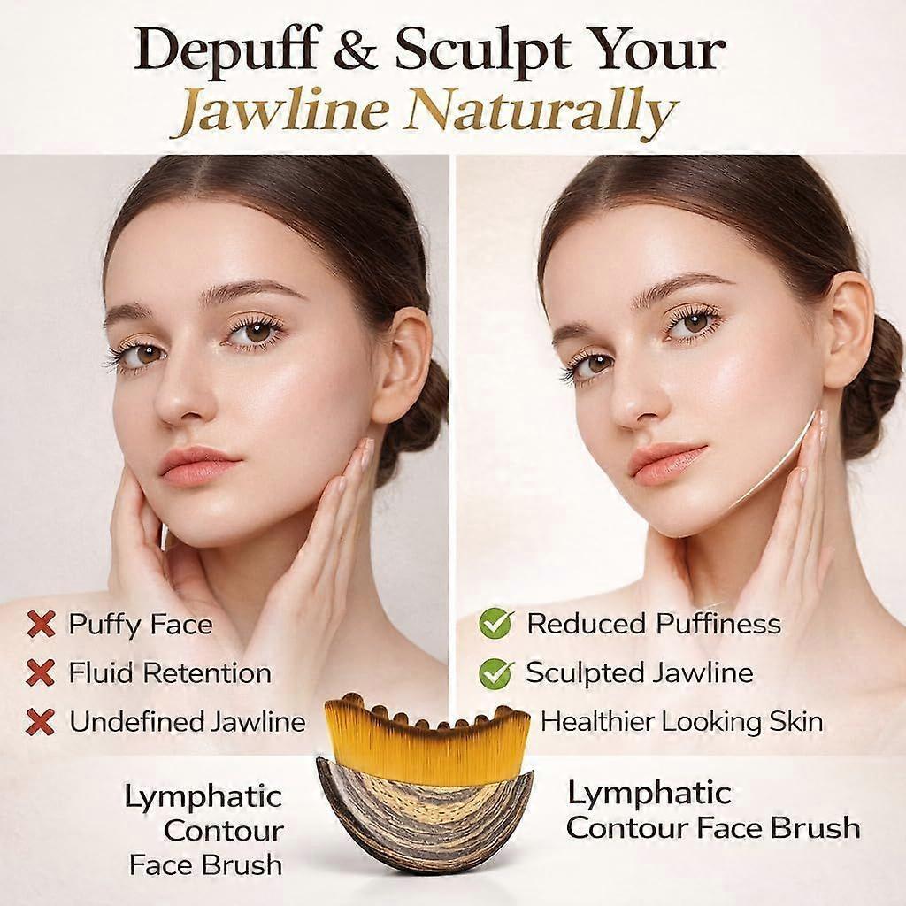 Lymphatic Drainage Face Brush Soft Bristle Facial Dry Brush for Face and Neck, Lymphatic Contour Massage Tool, Gua Sha Alternative for Depuffing,