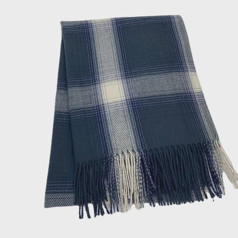 Women's Autumn/Winter 2022 Plaid Scarf - Korean Style Thickened Imitation Cashmere Shawl for Students