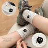 Japanese-Style Cartoon Embroidery Women's Cotton Mid-Calf Socks - Cute, Solid Color, Spring/Autumn