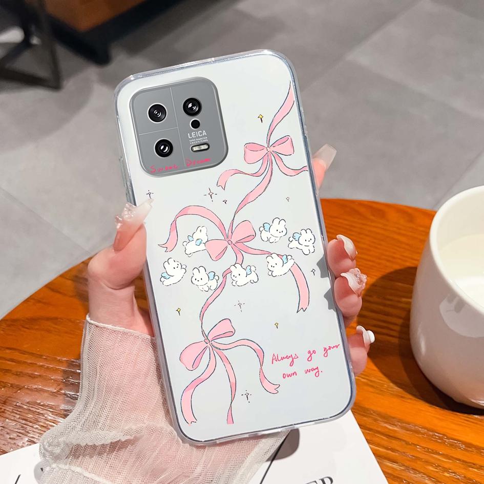 Для Xiaomi 13 14 12 12S 12T 12X Ultra Lite Poco M7 X7 Pro чехол для телефона милый мультяшный рисунок животного прозрачный силиконовый защитный чехол для Xiaomi Capa