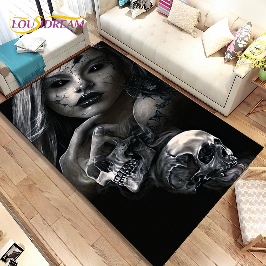 3D Готический Ужас Призрак Череп Коврик, ковер для дома Гостиная Спальня Диван Коврик Кухонный Декор, детские игры Нескользящий напольный коврик