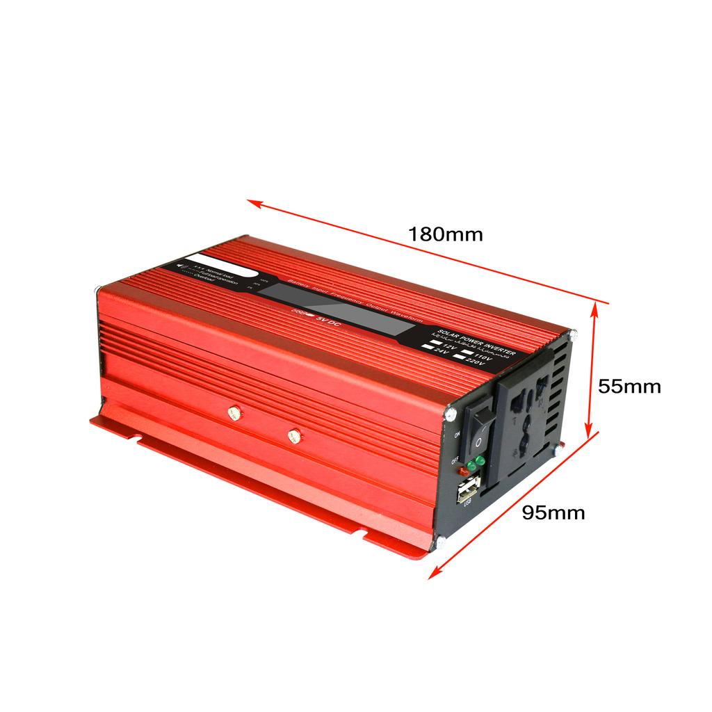 Преобразователь напряжения 1500 Вт 3000 Вт 12 В 240 В Инвертор USB-инвертор с 1 розеткой и ЖК-дисплеем