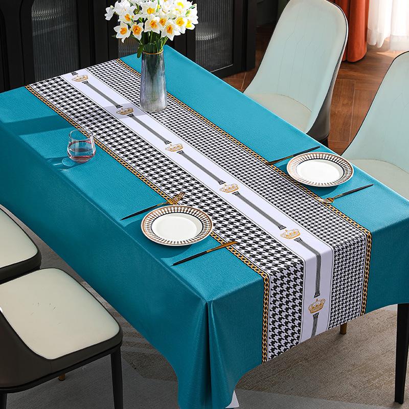 Nordic Style PVC Tablecloth, Waterproof, Oil Resistant, and Washable Rectangular Tablecloth, Household Tablecloth, Living Room Tea Tablecloth