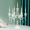 7-Arm Clear Crystal Candelabra, Elegant Glass Candle Holder for Dining Table & Wedding Decor, Modern Centerpiece with 7 Branches