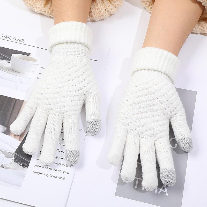 Winter Knit Gloves Plus Thick Fleece Lined Warm Cycling Gloves For Outdoor