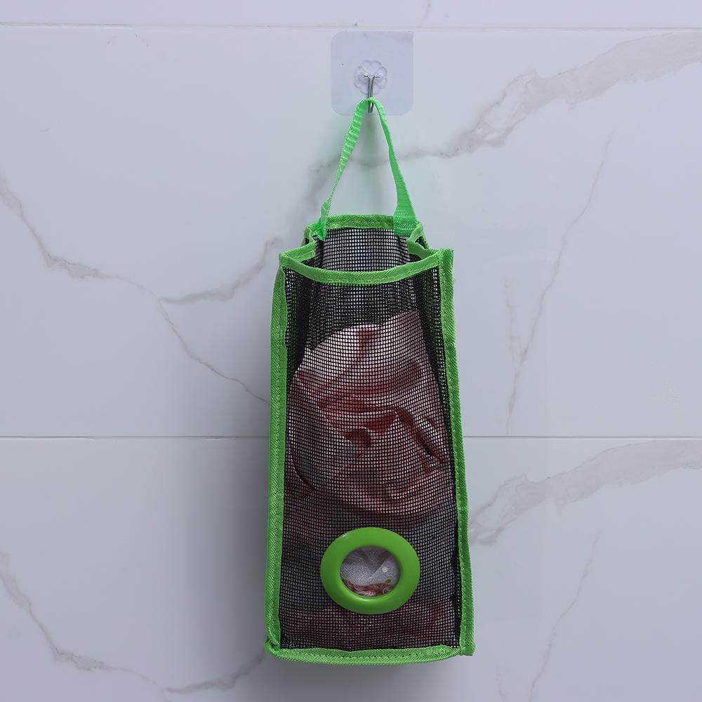 Kitchen Practical Foldable Organizer Garbage Bag Storage Hanging Holder Breathable Mesh Plastic