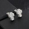 Luxury Punk Cross Earrings for Men Iced Out Zirconia Hiphop Stud Earring Gold Color Women's Accessories Fashion Jewellery
