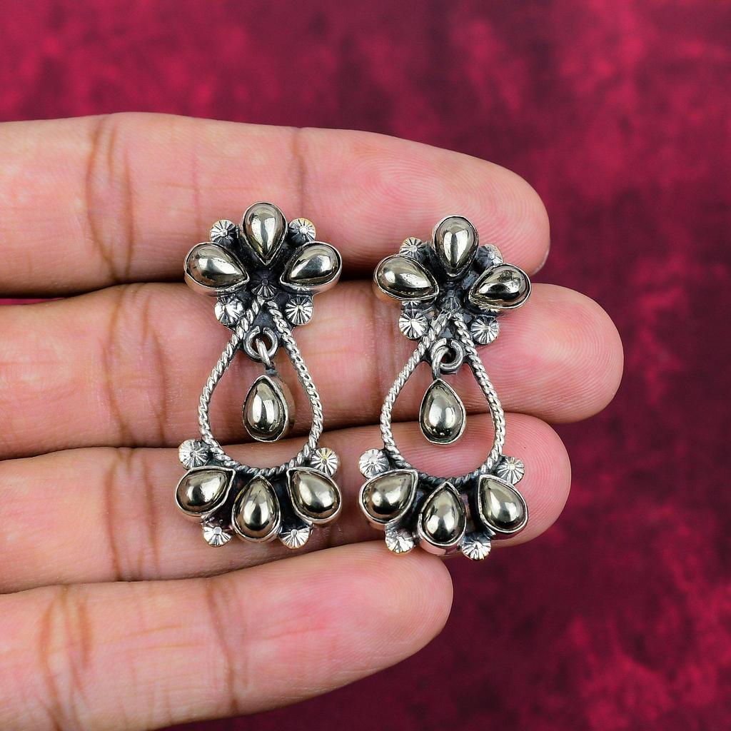 Ювелирные изделия из чистого серебра 925 пробы с золотым апачским пиритом, красивые серьги ручной работы, ювелирные изделия с драгоценными камнями пирит класса AAA+