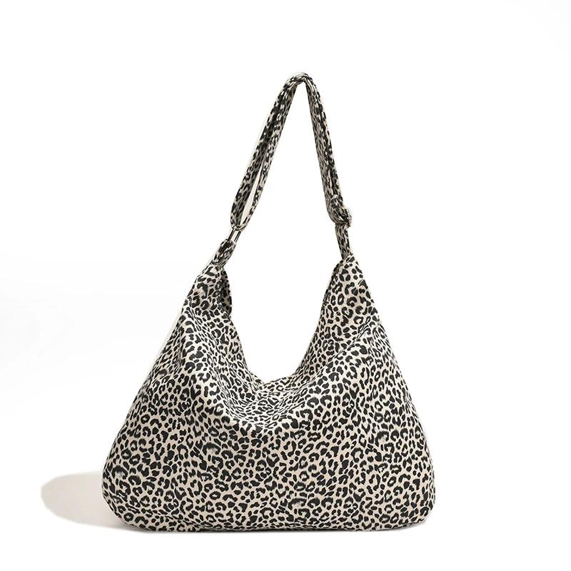 Canvas Magnetic Buckle Leopard Print Zebra Large Capacity Bucket Shoulder Bag New Fashion Versatile Totebag