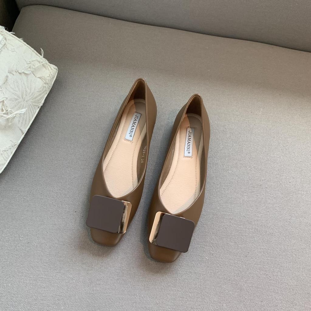 Мода 2024 года, брендовые туфли на плоской подошве с металлической пряжкой, женские балетки с мягкой подошвой, лоферы без застежек, женские повседневные туфли, универсальные мокасины