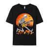 Skeleton Playing Bass Guitar Halloween T Shirt Normal Fall Retro Funny Pure Cotton Camisa Mens Tshirts Funny Clothing