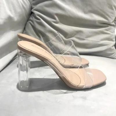 Модные Элегантные женские Тапочки Модные Роскошные женские Туфли-лодочки ПУ Открытый Носок женская Обувь на Каблуке Новые домашние Прозрачные женские туфли sapatos feminino