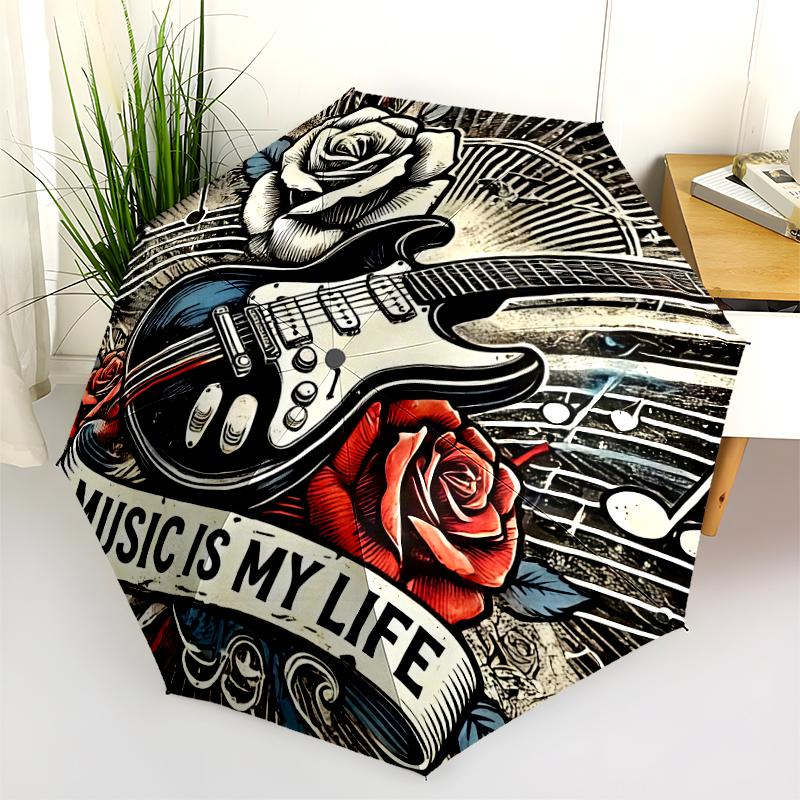 1PC electric guitar Umbrella Portable Folding Umbrella Iron Frame Hole Bone Structure Outdoor Home Umbrella A11