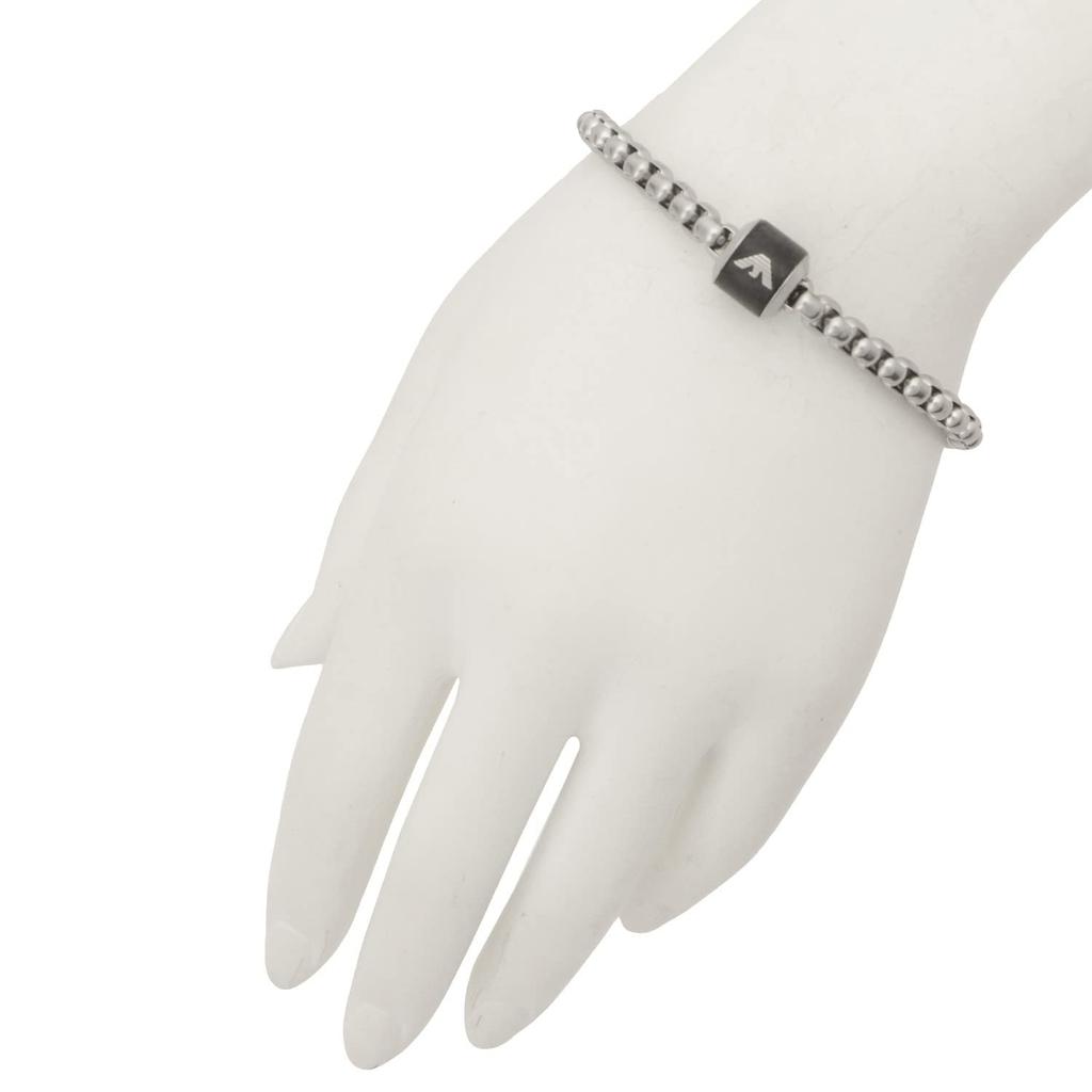 Браслет-цепочка из нержавеющей стали с черным мраморным логотипом орла EGS2911040 [Emporio Armani] Серебряный/черный мужской [Товар]