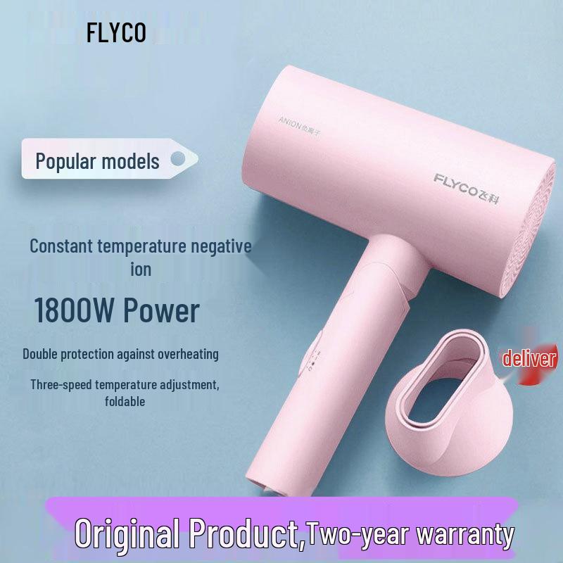 Flyco Мощный складной фен с отрицательными ионами для быстрой сушки без повреждений