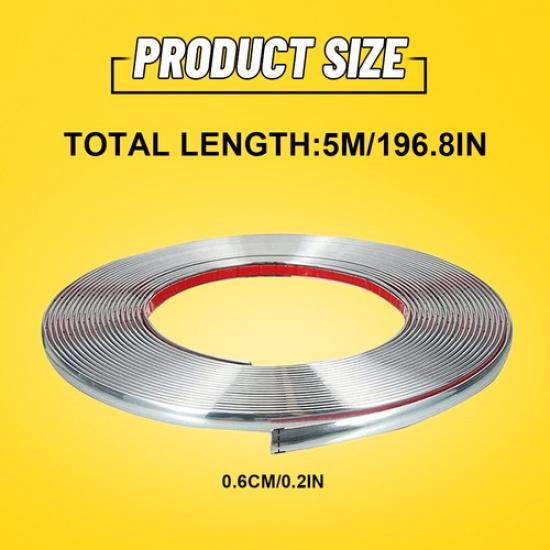 Car Side Door Chrome Strip Bumper Protector Trim Tape Sticker 6mm*5m EXD