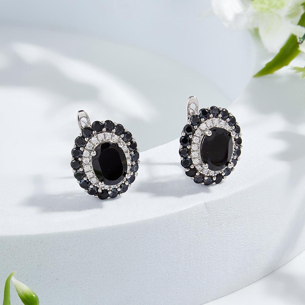 Elegantly Designed Natural Black Spinel Ring Earrings Necklace Set S925 Silver Luxury Women Anniversary & Birthday Gift