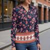 Женский модный топ с длинными рукавами в стиле ретро с принтом