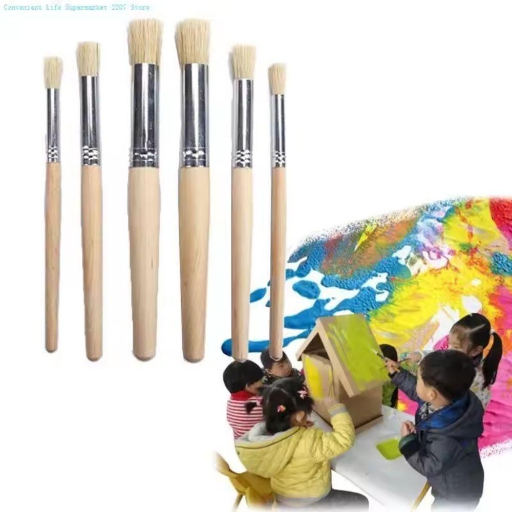 Professional Stencil Paint Brushes DIY Crafts Wooden Bristle Pen Students Stationery