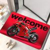 VIKAMA Welcome Red Sport Bike Doormat Super Racing Motorcycle Letter Print Non Slip Absorbent Floor Mat Biker Man Cave Garage