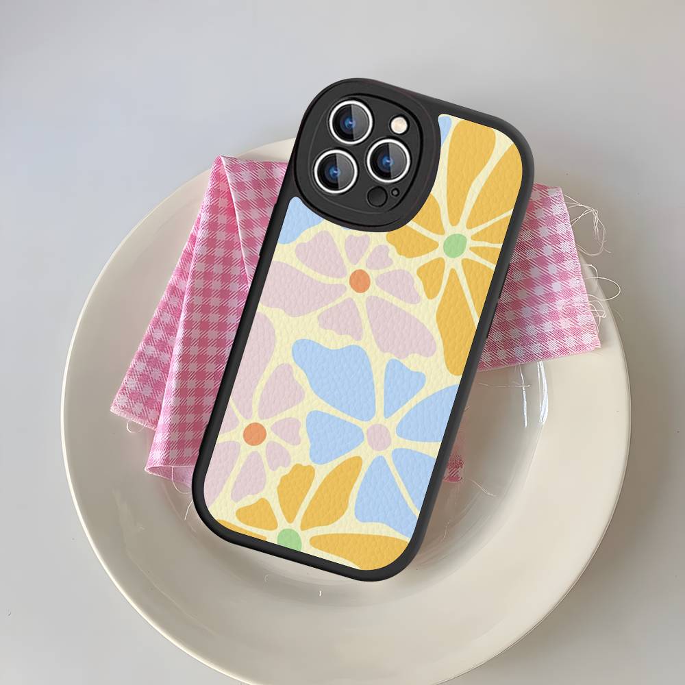 Цветочный Абстрактный Рынок Чехол для Телефона Для IPhone 16 15 14 13 12 11 Pro Max Plus Кожаная Крышка
