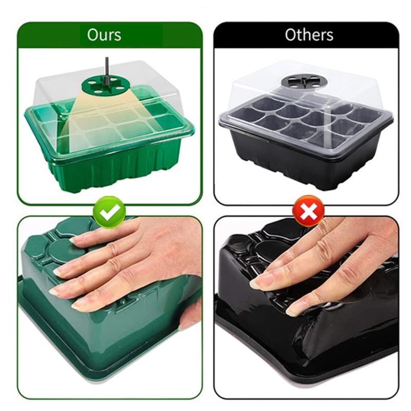 Пластиковые наборы для выращивания рассады со светодиодной лампой для выращивания, поддон для рассады с дренажными отверстиями, ящик для проращивания овощей