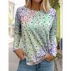 Women's White Long-sleeved Tops Round Neck Casual Tops 3d Printed Flowers Fashion Stickers Printed Women's Long-sleeved T-shirt