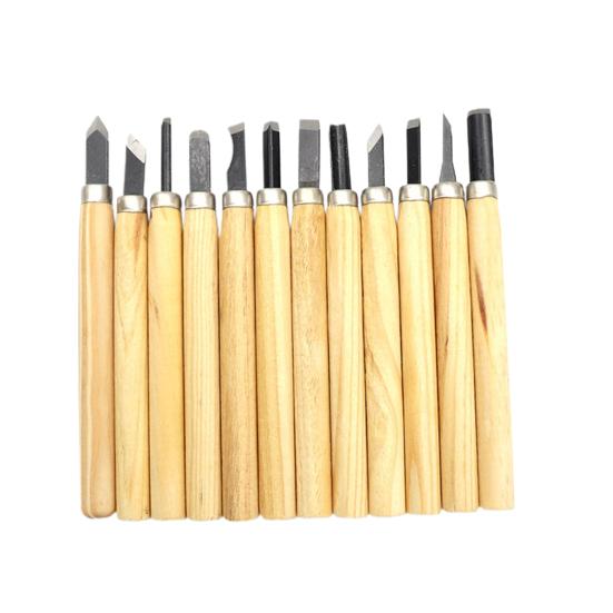 12 шт. Резцы по дереву Острое лезвие Многоцелевой Марганцевая сталь Высокая твердость Набор для резьбы по дереву для гравировки