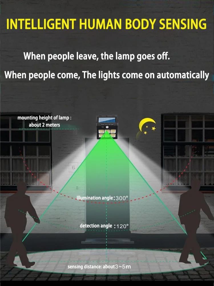 30/96/112LED Солнечный Светильник Уличный Солнечный Настенный Светильник Датчик Тела Человека 3 Режима Водонепроницаемый Садовый Декор Уличный Светильник Питание От Солнечного Света