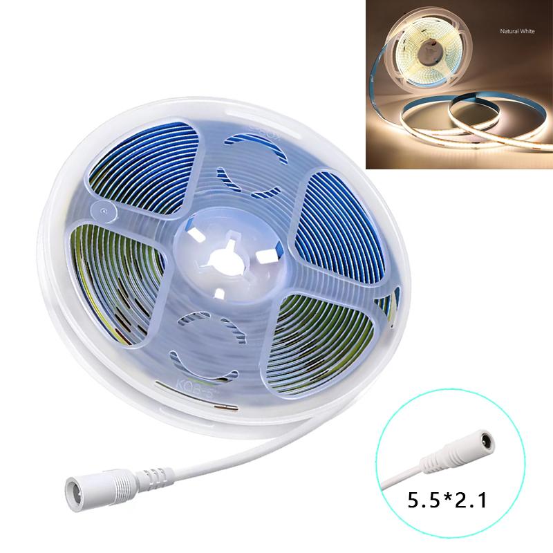 Светодиодная лента COB 12 В 24 В, 320 светодиодов/м, гибкая лента высокой плотности, 8 мм, FOB, лента, 5 м, 10 м, RA90, теплая природа, холодная белая линейная лента