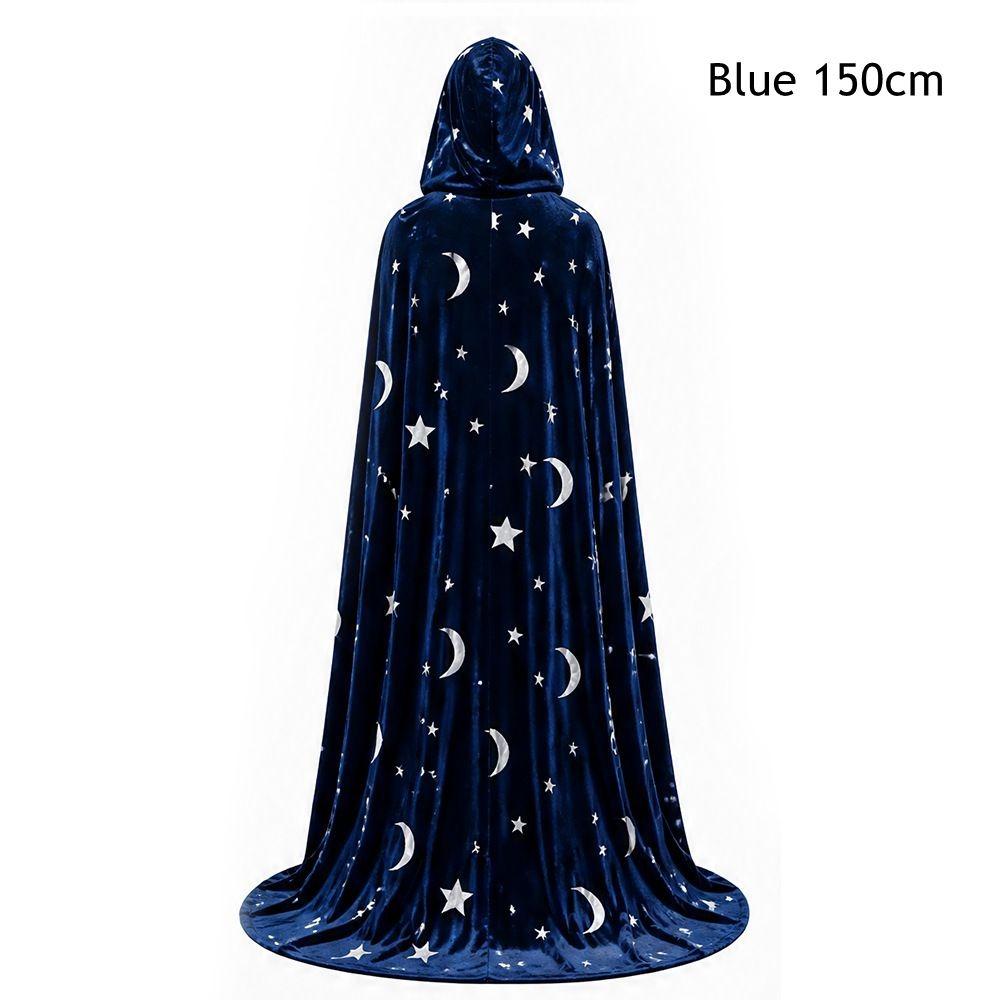 with Oversized Hood Halloween Hooded Cloak Moon and Star Print Vintage Hooded Cape