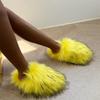 2025 Женские зимние тапочки из енотового меха, теплые плюшевые шлепанцы, тапочки из роскошного пушистого искусственного меха, домашняя хлопковая обувь, домашние меховые шлепанцы