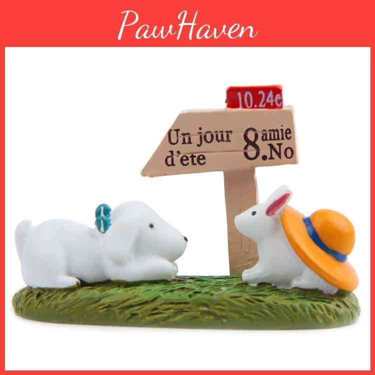 Resin Cartoon Garden Sign With Dog And Rabbit Design For Potting And Plant Identification