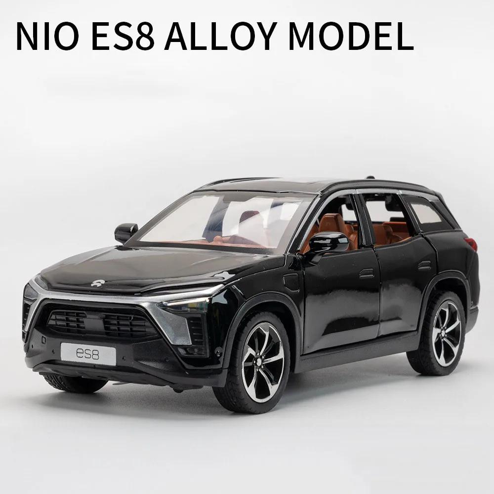 1:24 Сплав NIO ES8 Миниатюрные Модели Игрушечных Машин Металлический Литой Оттягивающийся Звук Свет 6 Открывающихся Дверей Игрушки Транспортные Средства Детские Подарки