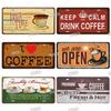 Metal Tin Signs Coffee License Plate Vintage Metal Plaques Retro Tin Plate for Cafe Kitchen Home Living Room Door Wall Art Decor