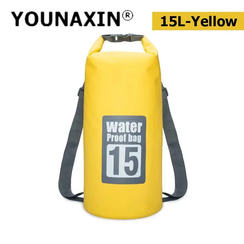 15L PVC Waterproof Dry Bag Outdoor Diving Foldable Storage Beach Swimming Bag Rafting River Ocean Backpack