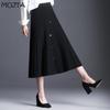 Женская осенне-зимняя вязаная юбка, женская юбка с высокой талией, тонкая плиссированная юбка трапециевидной формы средней длины