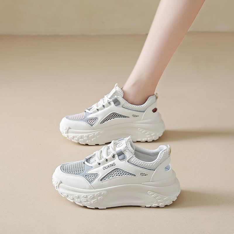 CRLAYDK 2024 Летняя мода Женские массивные кроссовки Ажурная сетка Платформа На шнуровке Повседневные кроссовки для папы Ходьба Медсестра Теннис