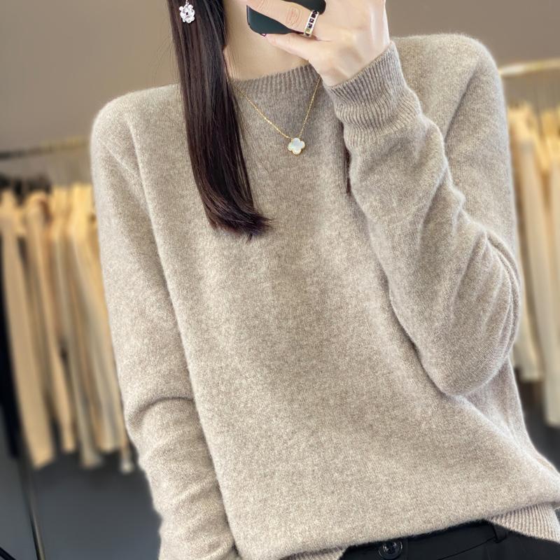 Женский кашемировый свитер Qinghe Cashmere 30% Кашемир 70% Шерсть Осенне-зимний кашемировый пуловер Мягкий и теплый
