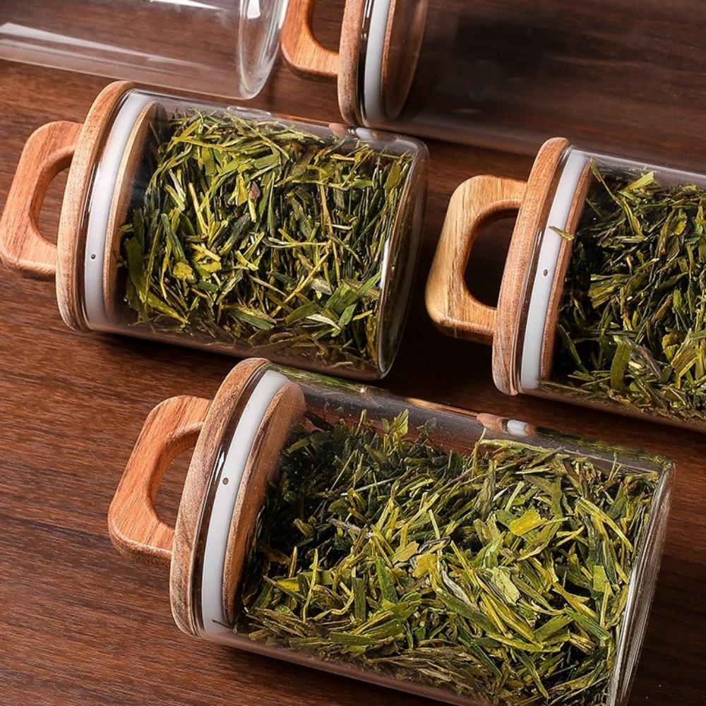 С ручкой Герметичный контейнер Стеклянный контейнер для хранения продуктов Кухонные бутылки для чая, кофе, зерен