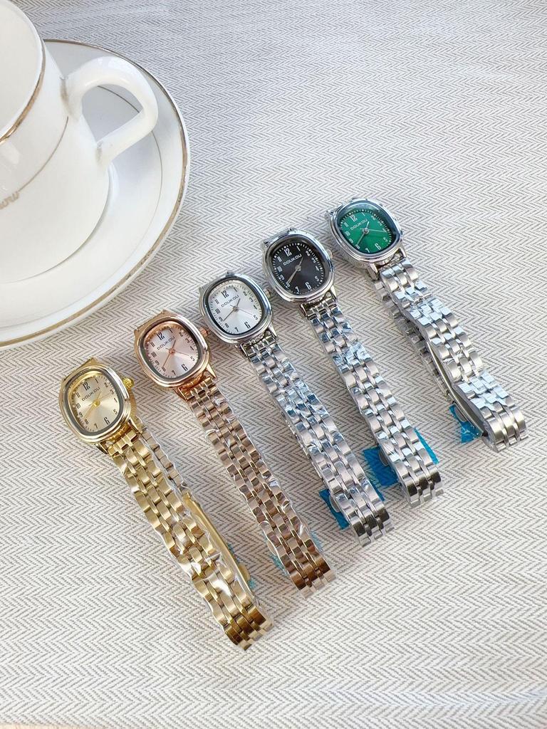 Женские минималистичные кварцевые часы с эллиптическим циферблатом и цифровыми метками, стальной браслет, маленькие наручные часы