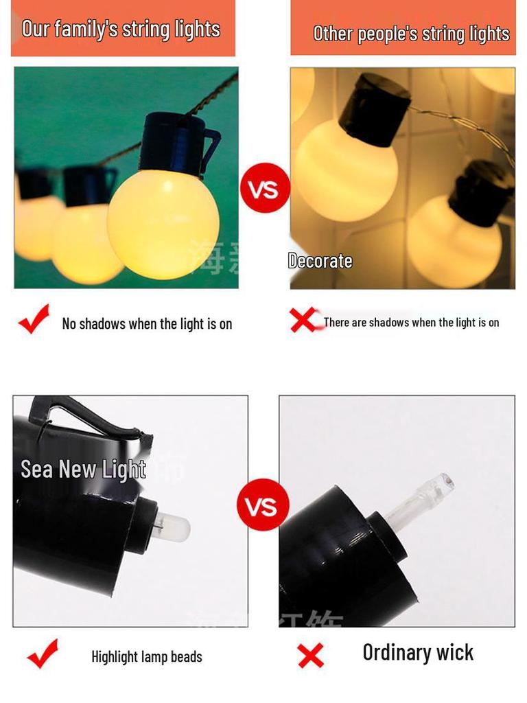 Солнечные светодиодные уличные гирлянды в виде круглых шаров для палаток и навесов