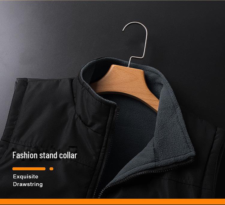 Мужской двухсторонний флисовый жилет для осеннего и зимнего отдыха на свежем воздухе