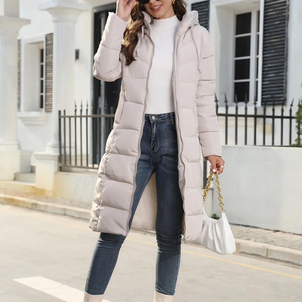 Женская хлопковая куртка, средней длины, утягивающее теплое зимнее пальто