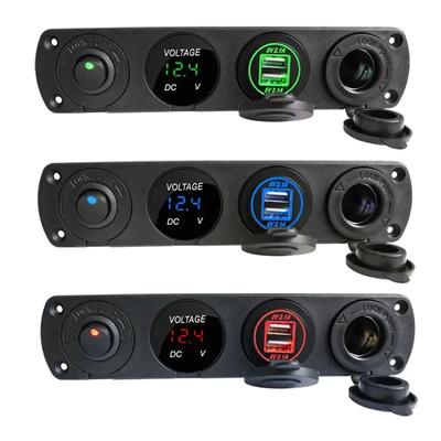 4 в 1 морская панель переключателей 12 В двойное зарядное гнездо USB розетка светодиодный вольтметр гнездо прикуривателя кнопка включения выключения переключатель