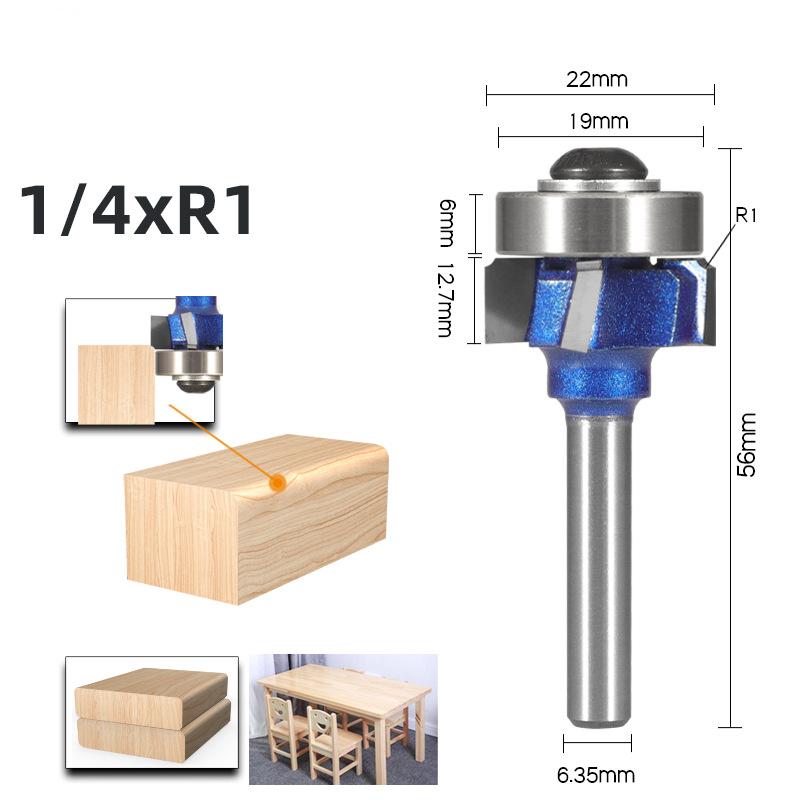 Allsome Фреза угловая круглая с хвостовиком 6 мм/6,35 мм/8 мм R1 R2 R3 фреза для обрезки кромок по дереву классическая фреза для дерева