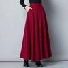 Autumn and Winter Solid Color Fat MM Woolen Skirt Big Swing A-shaped Skirt High Waist Medium Long Large Size Women's Long Skirt Big Swing Skirt